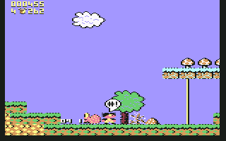 Terry's Big Adventure (Commodore 64) screenshot: Terry is furious that you cost him one of his lives