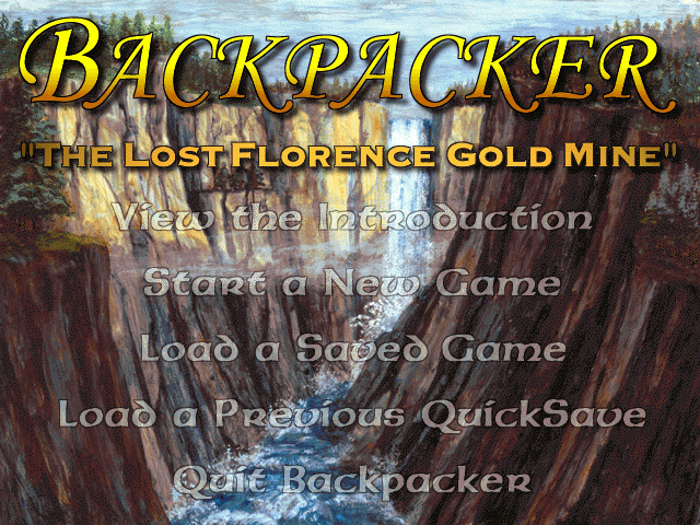 Backpacker: The Lost Florence Gold Mine (Windows 16-bit) screenshot: Options screen after start