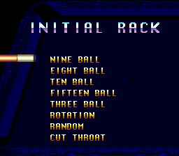 Championship Pool (Genesis) screenshot: Selecting initial rack.