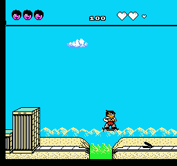 Sunday Funday: The Ride (NES) screenshot: Jumping a pit on a skateboard.