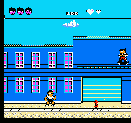 Sunday Funday: The Ride (NES) screenshot: Skating on a higher platform.