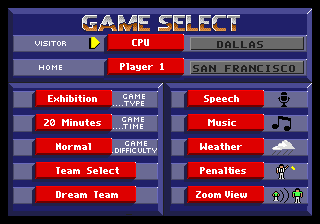 Joe Montana II: Sports Talk Football (Genesis) screenshot: Main menu