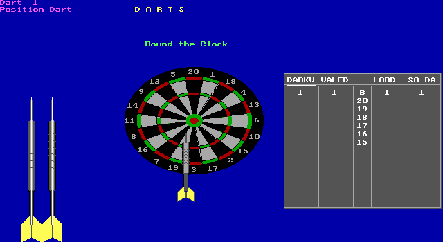 Darts (DOS) screenshot: Playing the game