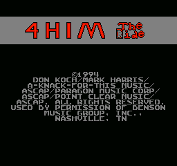 Sunday Funday: The Ride (NES) screenshot: 4HIM The Ride title screen
