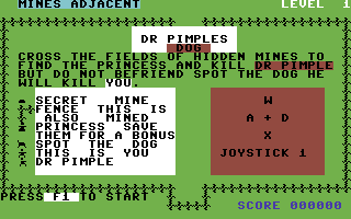 Dr. Pimple's Dog (Commodore 64) screenshot: Instructions