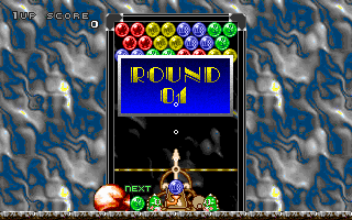 Bust-A-Move (DOS) screenshot: Round 1 begins!