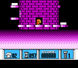 Tower Toppler (NES) screenshot: Starting level 1 (Japanese release)
