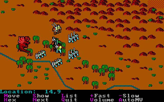 Sword of Aragon (DOS) screenshot: Hello Mr. Dragon, your supposed to attack my right near my Pikemen. Dragons...they never listen.