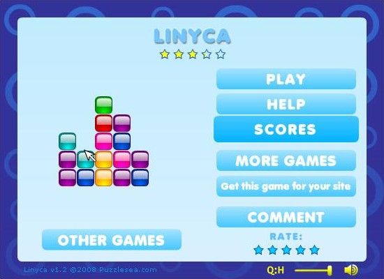 Linyca (Windows) screenshot: Title screen and main menu