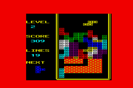 Tetris (VIC-20) screenshot: The wall can only be destroyed through a lot of effort