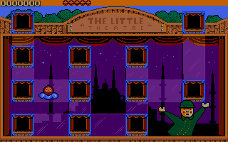 Bumpy's Arcade Fantasy (DOS) screenshot: An old fashioned puppet show is the theme for the 4th world.