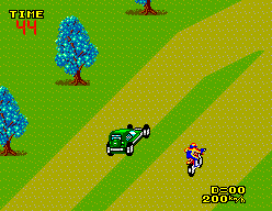 Enduro Racer (SEGA Master System) screenshot: The track forks off