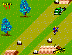 Enduro Racer (SEGA Master System) screenshot: Jump over ramps