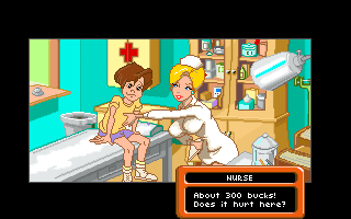 The Adventures of Willy Beamish (DOS) screenshot: It seems that nowadays even boys of Willy's age are horny for sexy nurses...