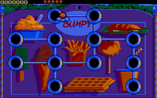 Bumpy's Arcade Fantasy (DOS) screenshot: Fast food stylings for the 5th world.