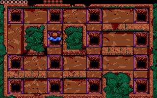 Bumpy's Arcade Fantasy (DOS) screenshot: The 7th world reminds me of gardening.