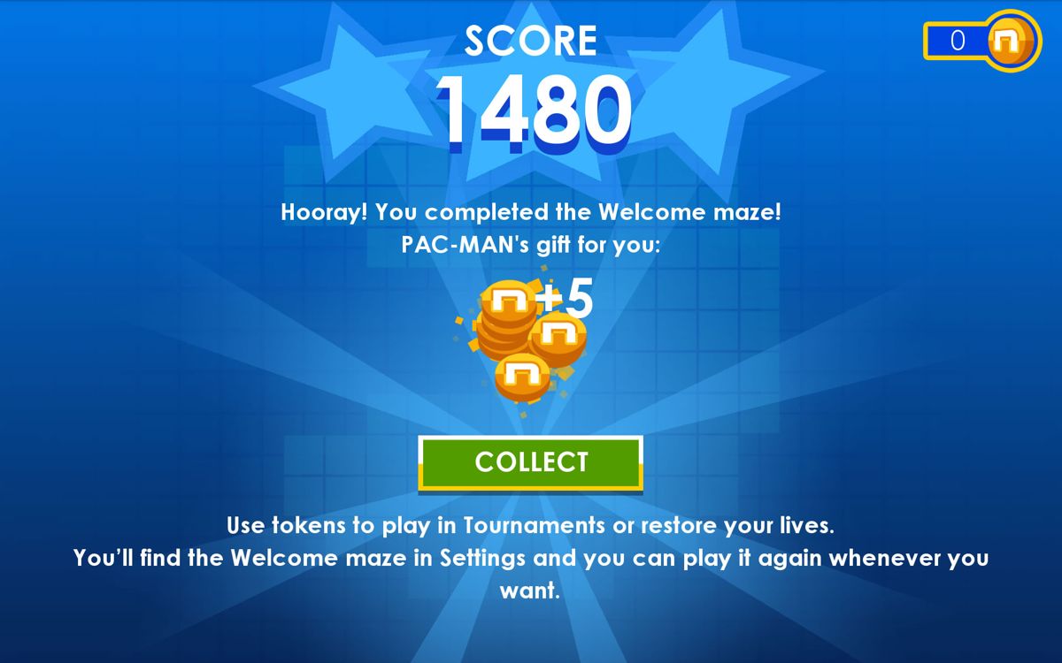Pac-Man (Android) screenshot: Tokens as a welcome gift