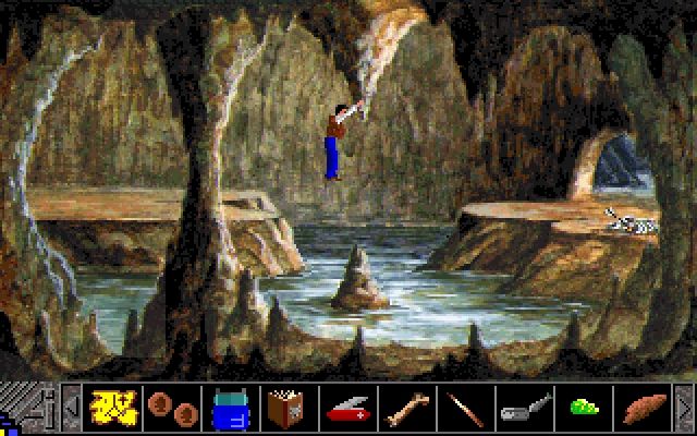 Backpacker: The Lost Florence Gold Mine (Windows 16-bit) screenshot: Cave in high mountains