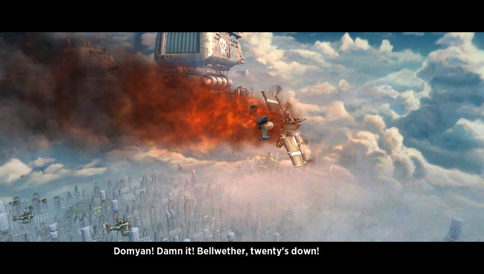 Sine Mora (PS Vita) screenshot: Allied plane is going down (Trial version)