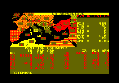 Annals of Rome (Amstrad CPC) screenshot: This is how the world is divided.