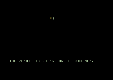 Kaiv (Commodore 64) screenshot: My torch went out. As if that's not bad enough, I am being attacked by zombies.