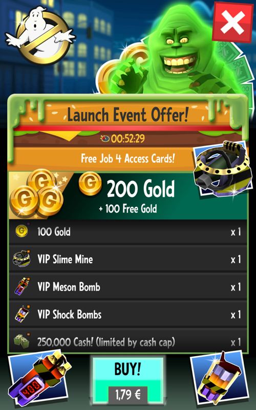 Ghostbusters: Slime City (Android) screenshot: A temporary launch event offer