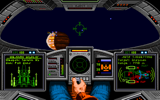 Wing Commander: The Secret Missions (DOS) screenshot: Flying near a planet. (VGA)