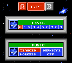De-Block (NES) screenshot: Main menu