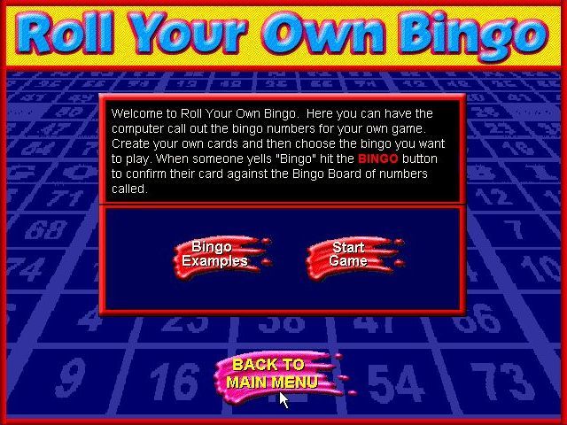 Bingo Master (Windows) screenshot: This game option allows the player to play with friends using pen & paper