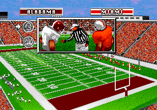 Bill Walsh College Football (Genesis) screenshot: The coin toss