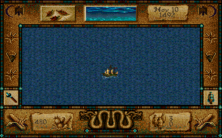 Seven Cities of Gold: Commemorative Edition (DOS) screenshot: Sailing...