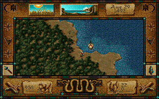 Seven Cities of Gold: Commemorative Edition (DOS) screenshot: Arriving at the new world.