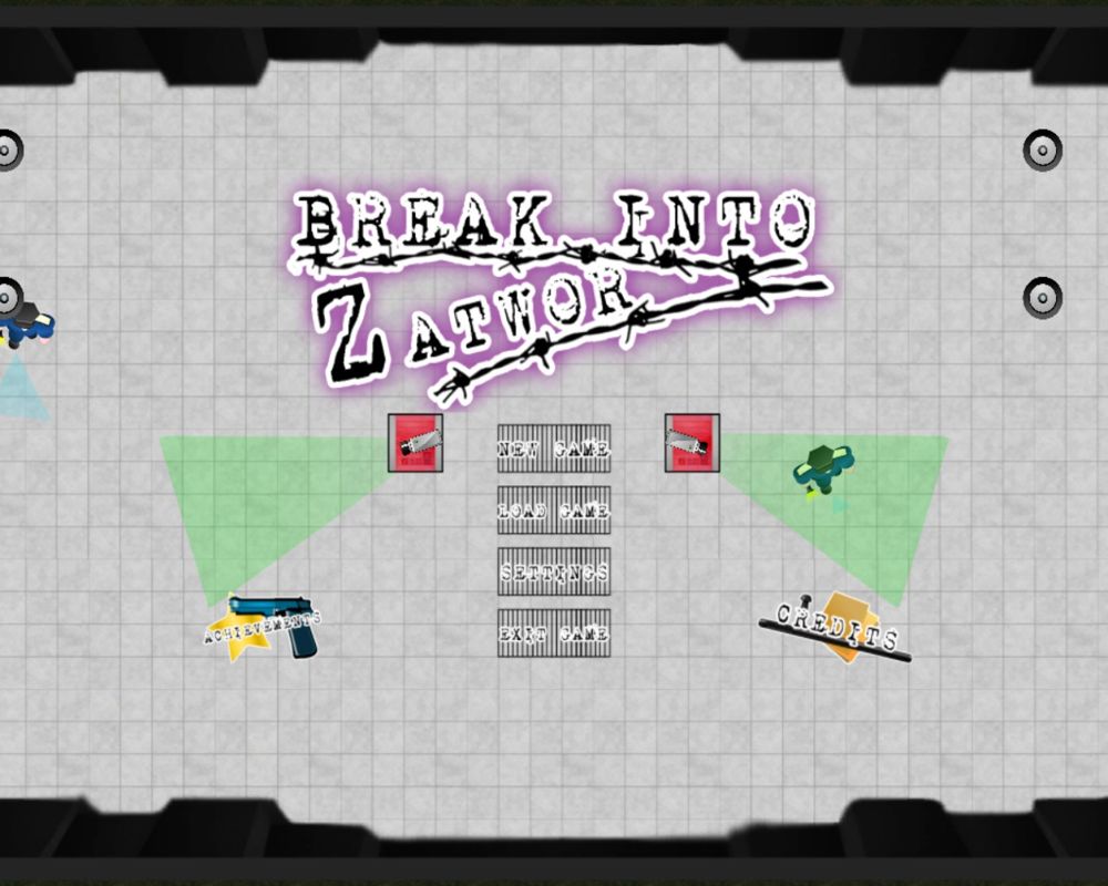Break Into Zatwor (Windows) screenshot: Title and main menu