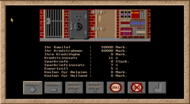 Black Gold (DOS) screenshot: At the Bank