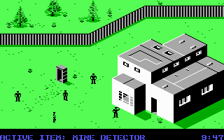 Infiltrator II (DOS) screenshot: Outside a building.
