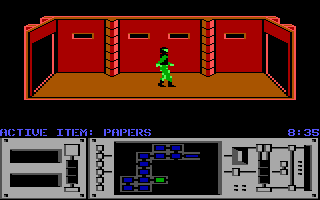 Infiltrator II (DOS) screenshot: Walking down a hall.