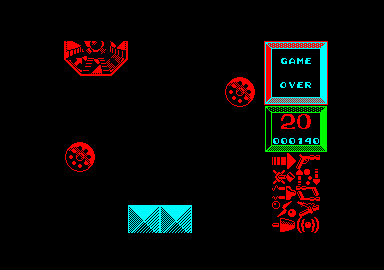 I, Ball (Amstrad CPC) screenshot: I lost all my lives. Game over.