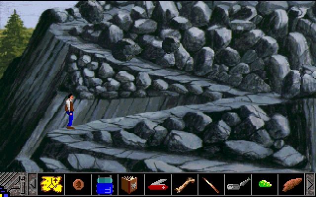 Backpacker: The Lost Florence Gold Mine (Windows 3.x) screenshot: Falling rocks