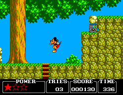 Castle of Illusion starring Mickey Mouse (SEGA Master System) screenshot: The forest in this version is clearer than the Sega Genesis one.