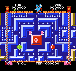 Devil World (NES) screenshot: Starting a two-player game.