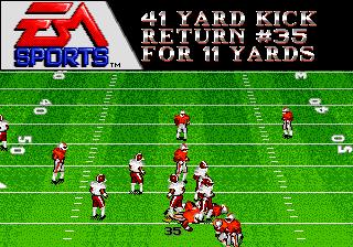Bill Walsh College Football (Genesis) screenshot: How many yards a play netted.