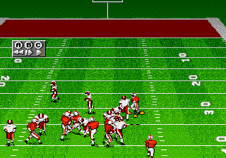 Bill Walsh College Football (Genesis) screenshot: There is also a reverse replay mode.