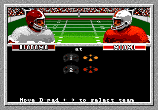 Bill Walsh College Football (Genesis) screenshot: Controller setup