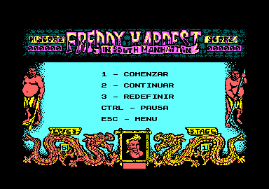 Freddy Hardest in South Manhattan (Amstrad CPC) screenshot: Main menu