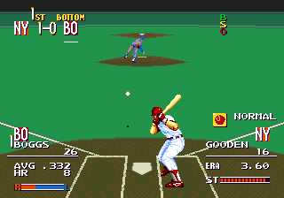 Sports Talk Baseball (Genesis) screenshot: Throwing a pitch.