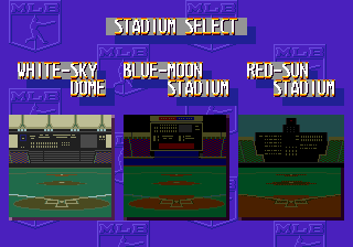 Sports Talk Baseball (Genesis) screenshot: Stadium select