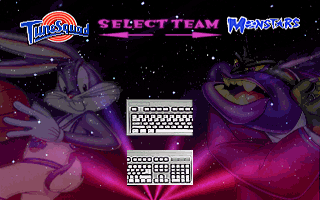Space Jam (DOS) screenshot: Tunesquad or Monstars. Team select.