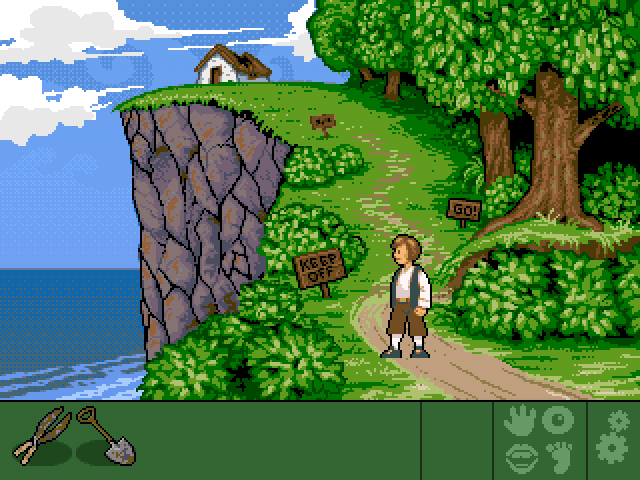 The Tales of Bingwood: Chapter I - To Save a Princess (Windows) screenshot: There is an odd shack up the cliffside...