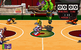 Space Jam (DOS) screenshot: The start of the basketball game.