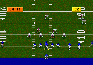 NFL Sports Talk Football '93 Starring Joe Montana (Genesis) screenshot: Vertical offense view